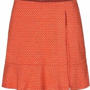 CAbi matchmaker in Orange tiger Lilly Patterned Skort
